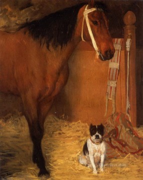 horse cats Painting - at the stables horse and dog Edgar Degas